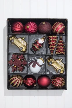 Decorator's Warehouse Christmas Shatterproof 25 Piece Assortment - Red, Gold > Boxed Sets|Christmas Decor