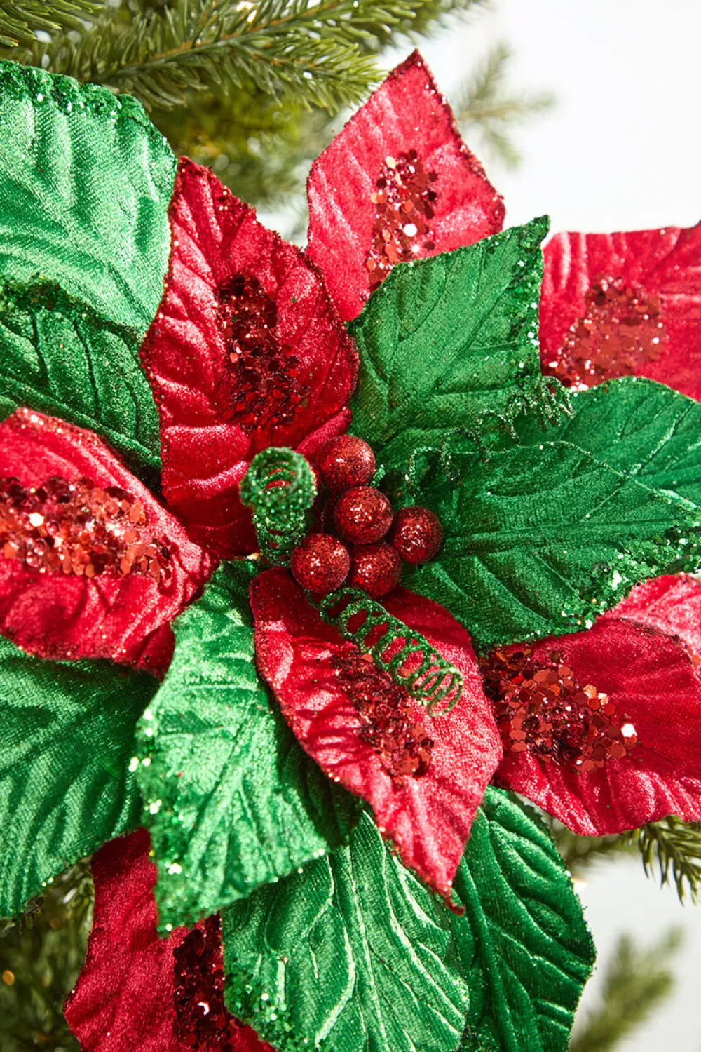 Decorator's Warehouse 22" Classic Christmas Velvet Poinsettia Stem > Christmas Decor|Traditional