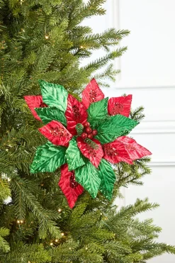 Decorator's Warehouse 22" Classic Christmas Velvet Poinsettia Stem > Christmas Decor|Traditional