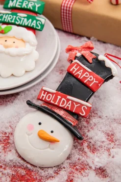 Decorator's Warehouse 5.75” Clay Santa/Snowman Christmas Ornament > Christmas Sale|Christmas Decor