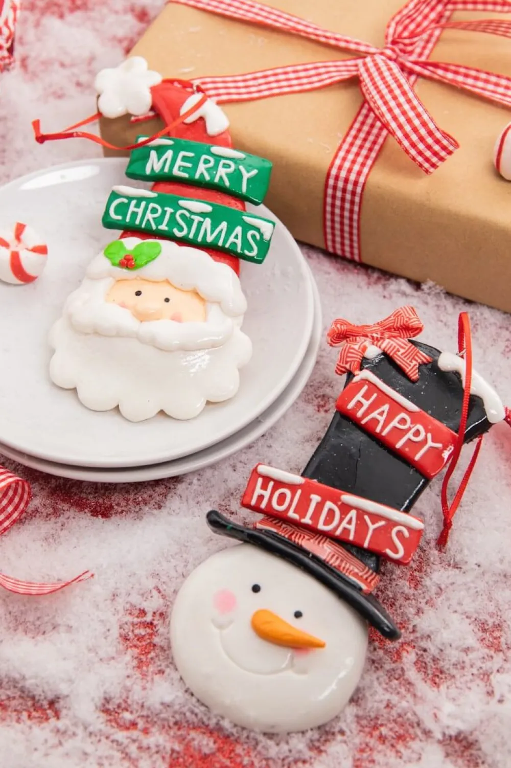 Decorator's Warehouse 5.75” Clay Santa/Snowman Christmas Ornament > Christmas Sale|Christmas Decor