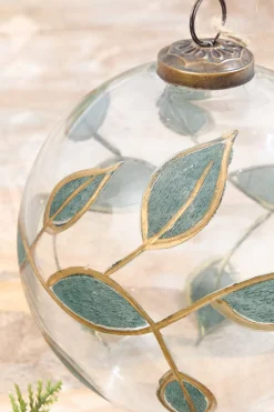 Decorator's Warehouse 5" Clear Glass Ornament with Leaves > Christmas Decor|Christmas Ornaments