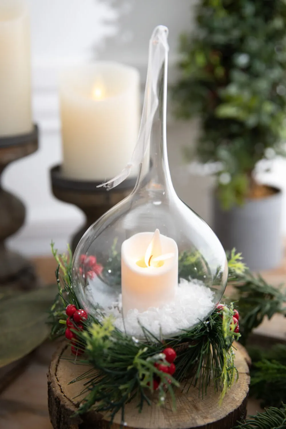 Decorator's Warehouse 10” Clear Ivory Candle Lamp Ornament > Cardinal|Christmas Decor