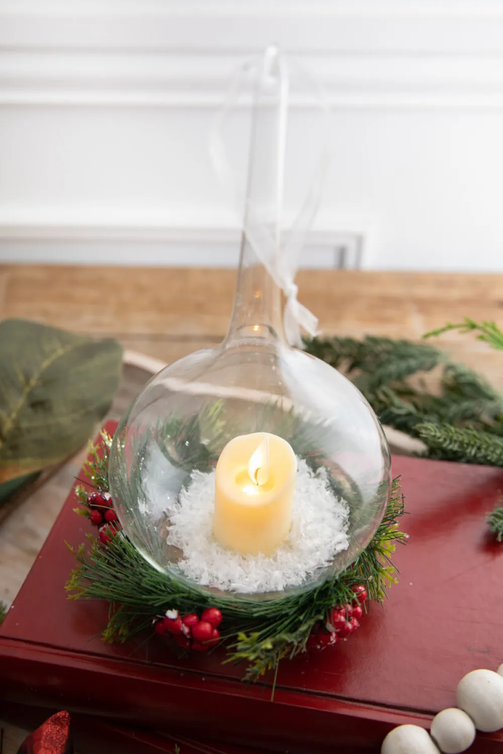 Decorator's Warehouse 9” Clear White Candle Lamp Ornament > Christmas Ornaments|Cardinal