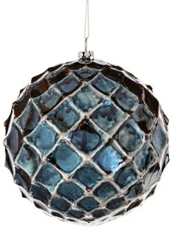 Decorator's Warehouse 12 CM Blue Chrome Honeycombed Ball Ornament > Christmas Sale|Christmas Decor