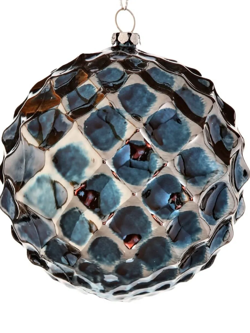 Decorator's Warehouse 10 CM Blue Chrome Honeycombed VP Ball Ornament > Christmas Sale|Christmas Decor