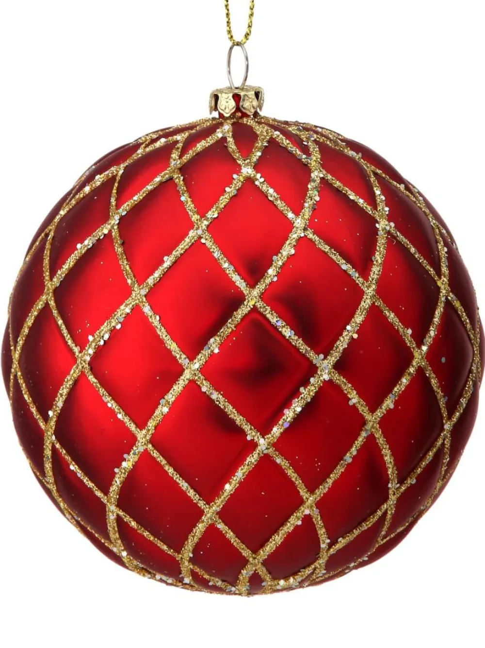 Decorator's Warehouse 10 CM Red Matte Glitter Quilted Ball Ornament > Nutcracker|Christmas Decor