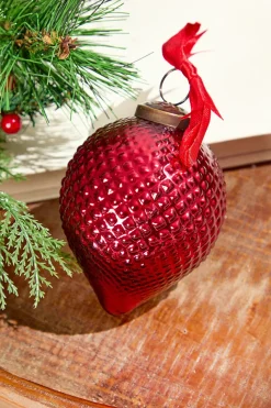 Decorator's Warehouse 4" Cone Hobnail Ruby Glass Ornament > Cardinal|Christmas Decor