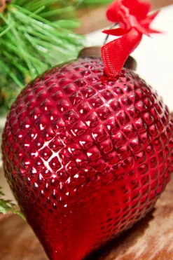 Decorator's Warehouse 4" Cone Hobnail Ruby Glass Ornament > Cardinal|Christmas Decor