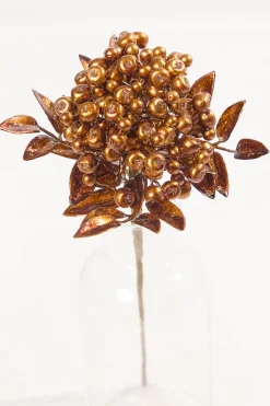 Decorator's Warehouse 14" Copper Berry Bunch Metallic Stem > Winter Woodland|Christmas Sprays