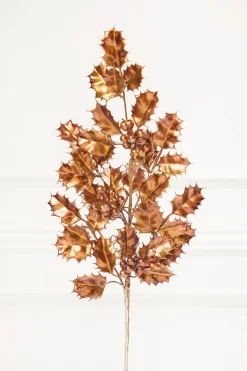 Decorator's Warehouse 27" Copper Metallic Holly Berry Stem > Winter Woodland|Christmas Sprays