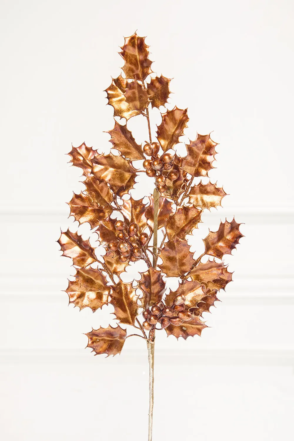Decorator's Warehouse 27" Copper Metallic Holly Berry Stem > Winter Woodland|Christmas Sprays
