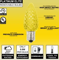 Decorator's Warehouse C9 Platinum Elite LED SMD Bulb (25 bulbs/bag) - Faceted, Yellow > C9 Bulbs|Christmas Decor