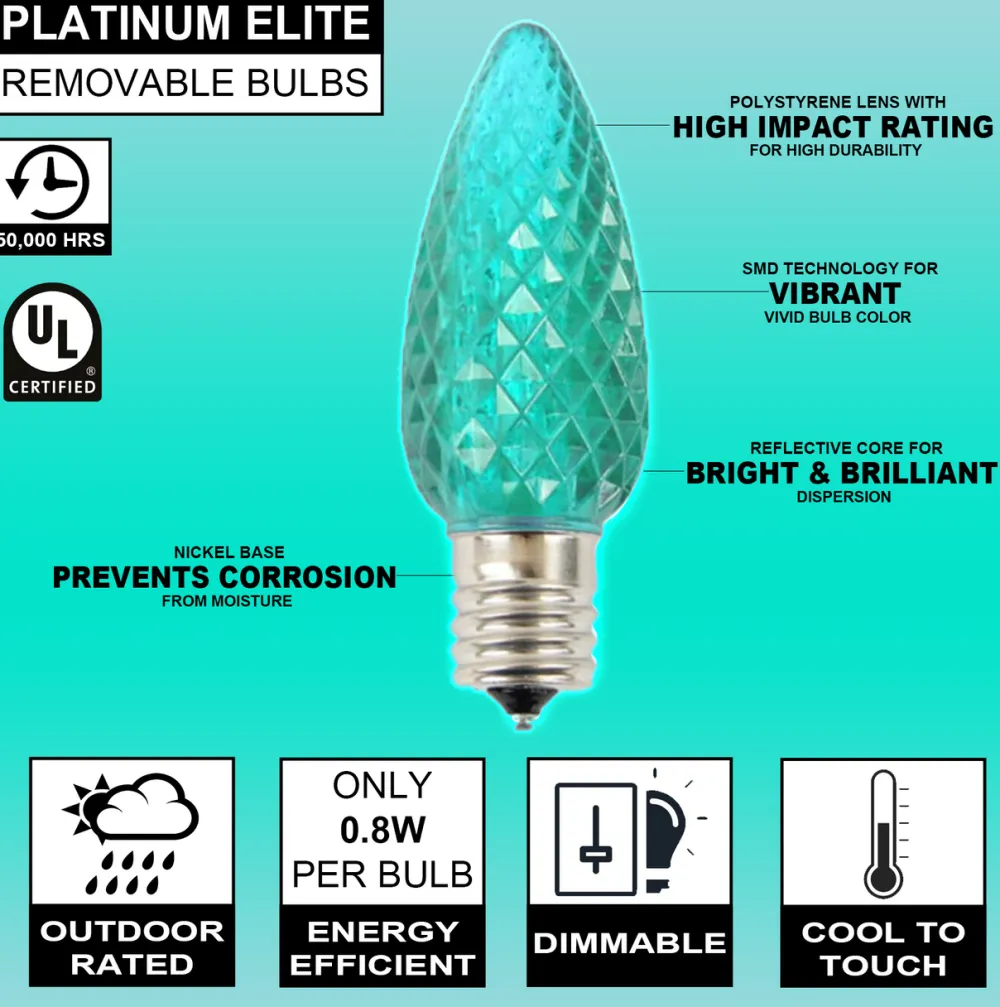 Decorator's Warehouse C9 Platinum Elite LED SMD Bulb (25 bulbs/bag) - Faceted, Teal > C9 Bulbs|Christmas Decor