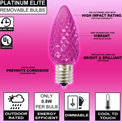 Decorator's Warehouse C9 Platinum Elite LED SMD Bulb (25 bulbs/bag) - Faceted, Pink > C9 Bulbs|Christmas Decor