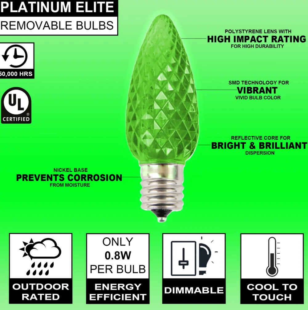 Decorator's Warehouse C9 Platinum Elite LED SMD Bulb (25 bulbs/bag) - Faceted, Green > C9 Bulbs|Christmas Decor