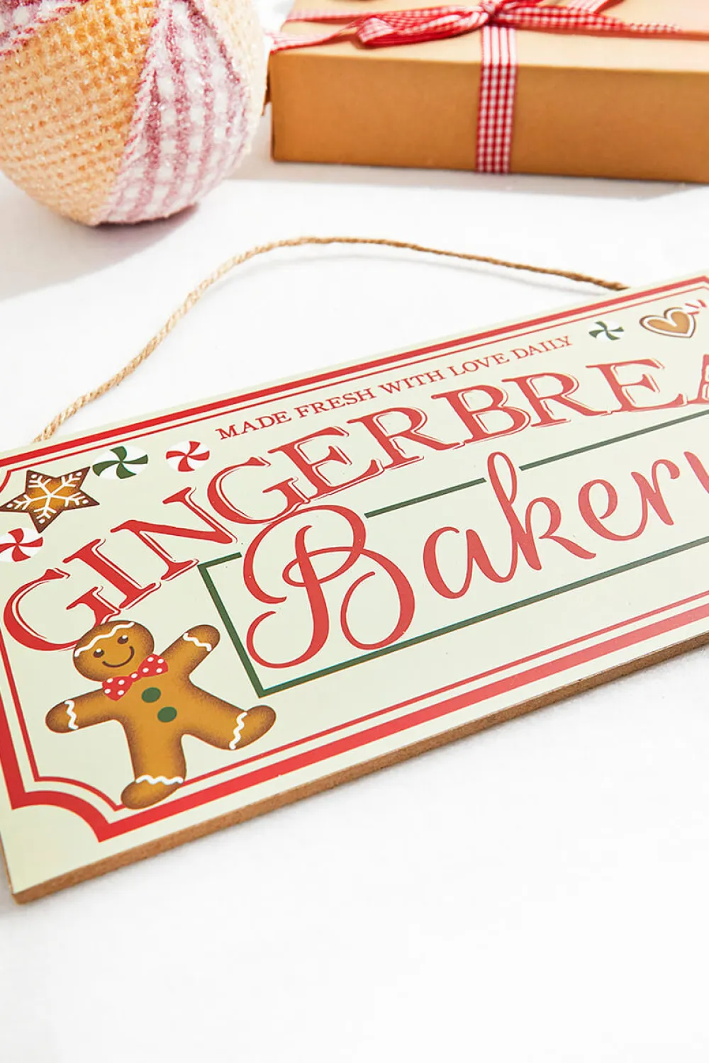 Decorator's Warehouse 12" Cream Red Green Brown "Gingerbread Bakery" Sign > Gingerbread|Christmas Decor