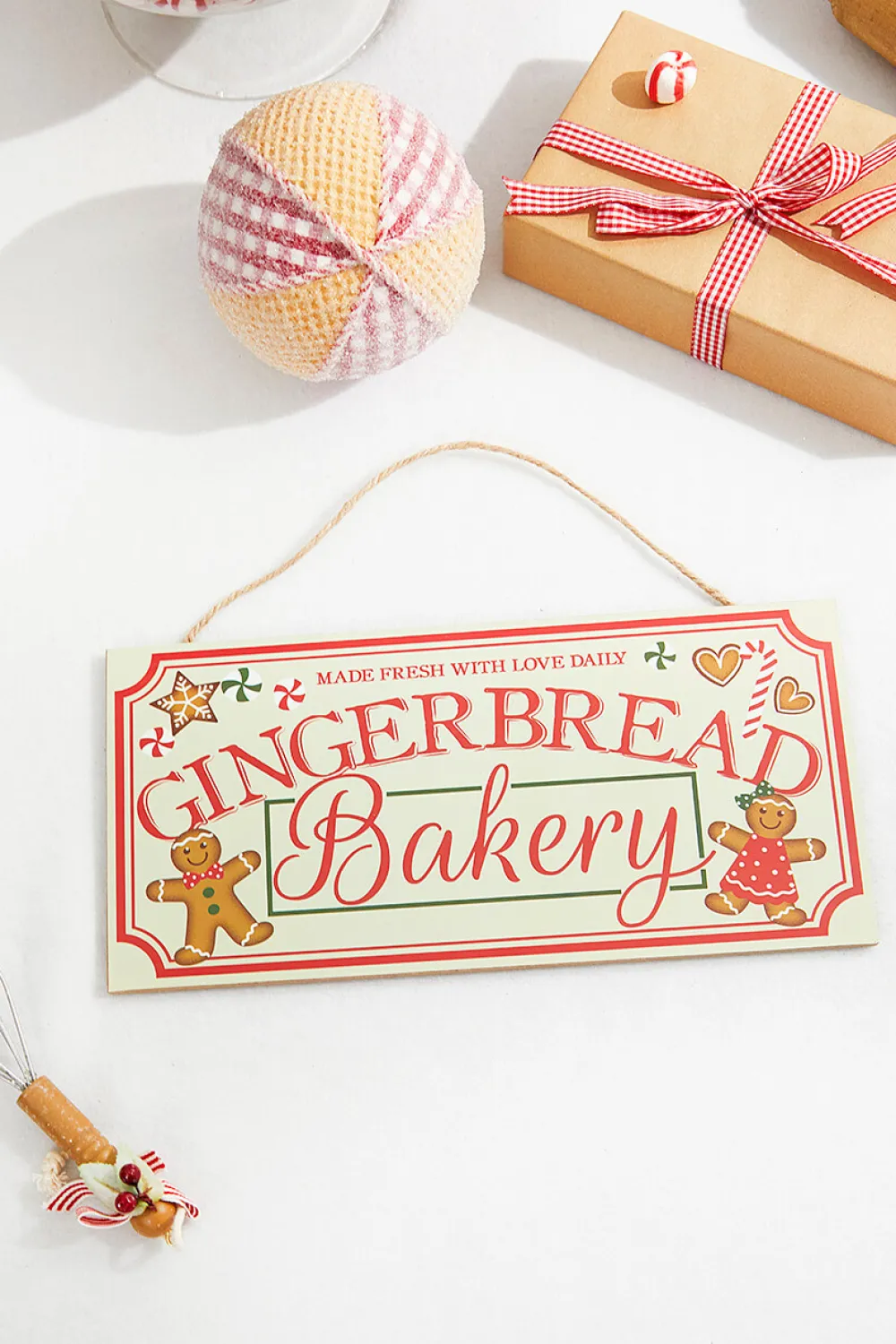 Decorator's Warehouse 12" Cream Red Green Brown "Gingerbread Bakery" Sign > Gingerbread|Christmas Decor