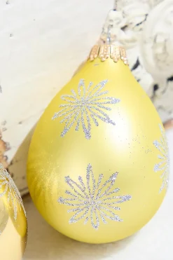 Decorator's Warehouse 6ct Glass Drop Aztec Gold & Gold Velvet with Silver Snowflakes > Boxed Sets|Christmas Sale
