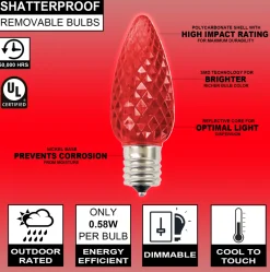 Decorator's Warehouse C9 Wonderful LED SMD Bulb (25 bulbs/bag) - Faceted, Red > C9 Bulbs|Christmas Decor