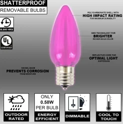 Decorator's Warehouse C9 Wonderful LED SMD Bulb (25 bulbs/bag) - Smooth, Pink > C9 Bulbs|Christmas Decor
