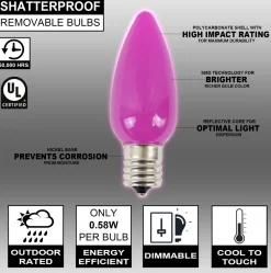 Decorator's Warehouse C9 Wonderful LED SMD Bulb (25 bulbs/bag) - Frosted, Pink > C9 Bulbs|Christmas Decor