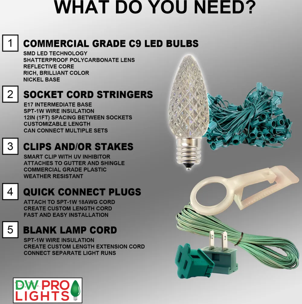 Decorator's Warehouse C9 Wonderful LED SMD Bulb (25 bulbs/bag) - Smooth, Purple > C9 Bulbs|Christmas Decor