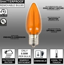 Decorator's Warehouse C9 Wonderful LED SMD Bulb (25 bulbs/bag) - Smooth, Orange > C9 Bulbs|Christmas Decor