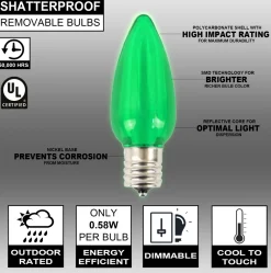 Decorator's Warehouse C9 Wonderful LED SMD Bulb (25 bulbs/bag) - Smooth, Green > C9 Bulbs|Christmas Decor