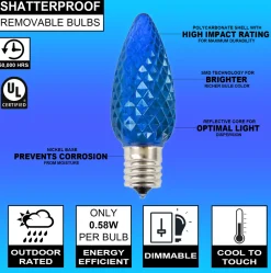 Decorator's Warehouse C9 Wonderful LED SMD Bulb (25 bulbs/bag) - Faceted, Blue > C9 Bulbs|Christmas Decor