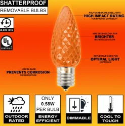 Decorator's Warehouse C9 Wonderful LED SMD Bulb (25 bulbs/bag) - Faceted, Orange > C9 Bulbs|Christmas Decor