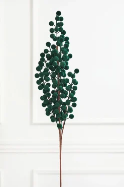 Decorator's Warehouse 33" Dark Green Flocked Berry Spray > Jewel Tones|2026 New Additions