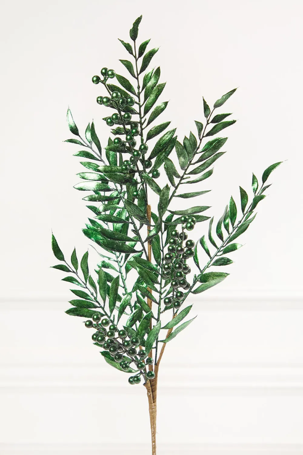 Decorator's Warehouse 30" Dark Green Metallic Pepperberry Stem > Jewel Tones|Traditional