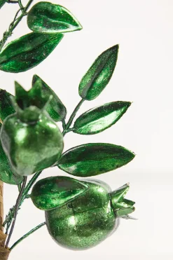 Decorator's Warehouse 26" Dark Green Metallic Pomegranate Stem > Traditional|Christmas Sprays