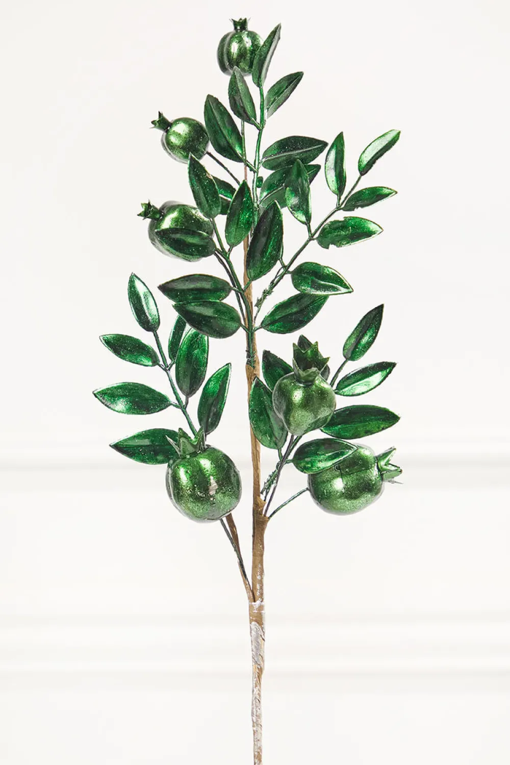 Decorator's Warehouse 26" Dark Green Metallic Pomegranate Stem > Traditional|Christmas Sprays