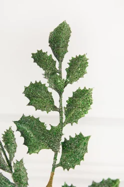 Decorator's Warehouse 23" Dark Green Shimmer Metallic Holly > Traditional|Christmas Sprays