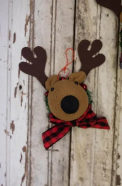 Decorator's Warehouse 7” Deer Head with Scarf Ornament > Christmas Ornaments|Farmhouse
