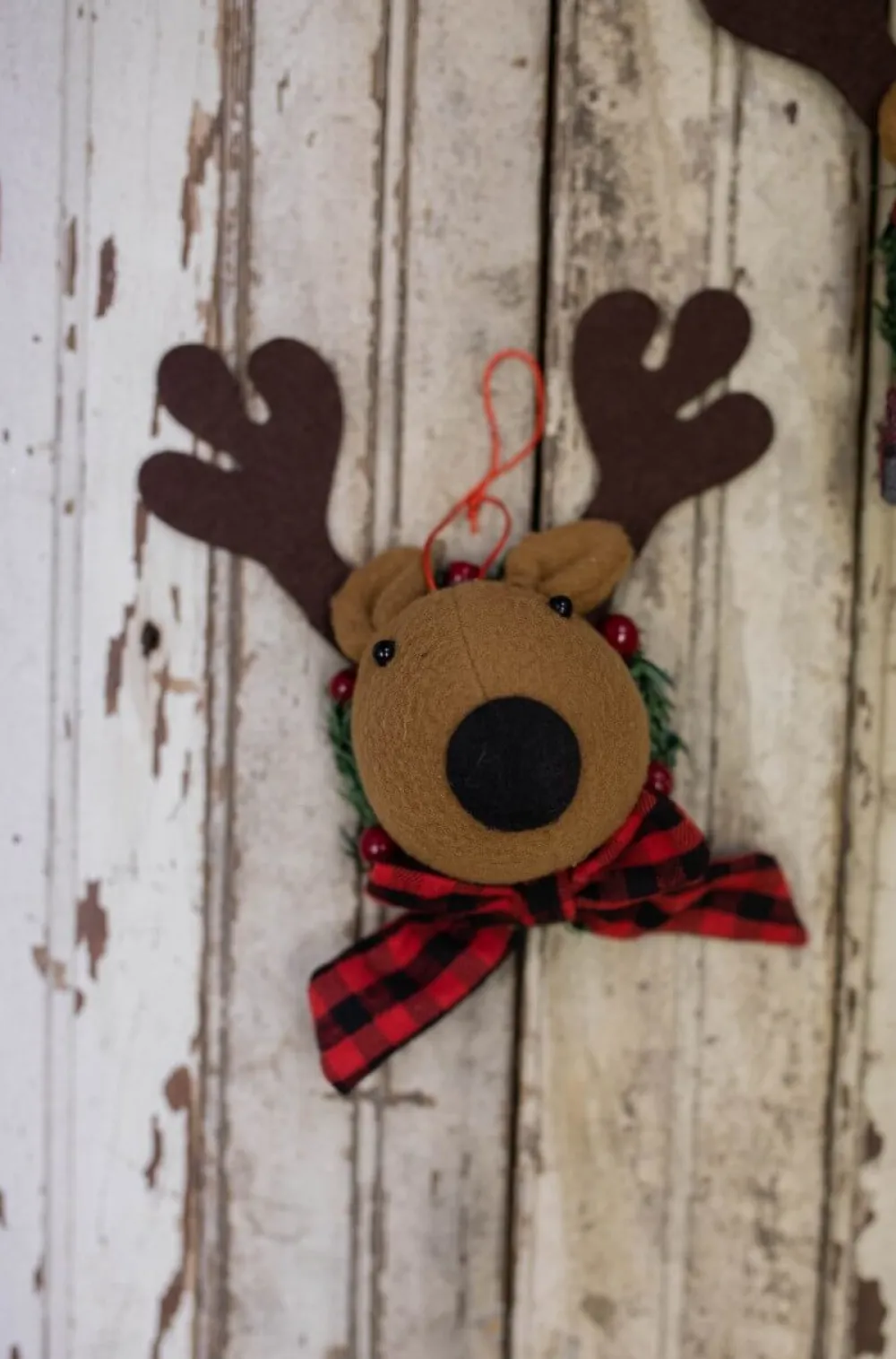 Decorator's Warehouse 7” Deer Head with Scarf Ornament > Christmas Ornaments|Farmhouse