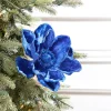 Decorator's Warehouse 24" Deluxe Velvet Saphire Magnolia Stem > Blue Christmas|Christmas Flowers
