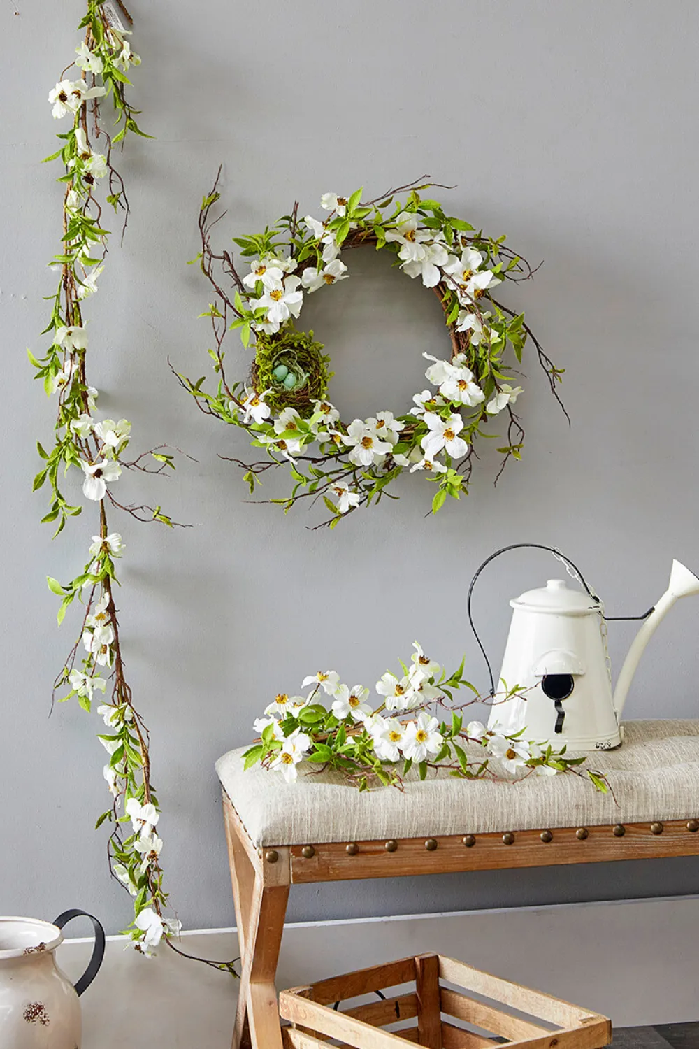 Decorator's Warehouse 20" Dogwood Wreath > Easter Decor|Easter Decor