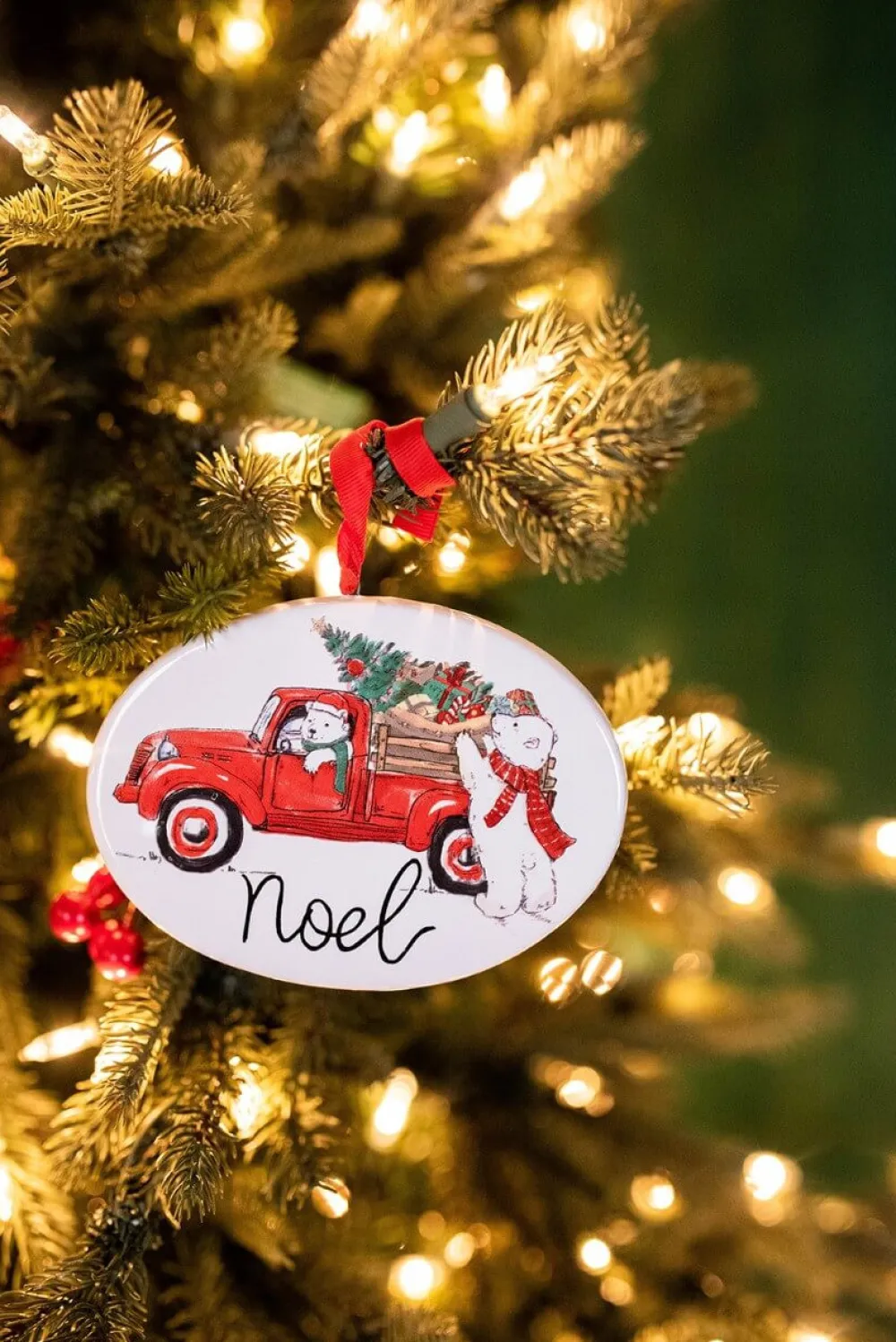 Decorator's Warehouse 4.7” Dolomite Holiday Truck & Polar Bear Ornament > Christmas Ornaments|Christmas Ornaments