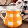 Decorator's Warehouse 4” Dolomite Pumpkin Shaped Buffalo Check Mug > Fall Decor|Halloween