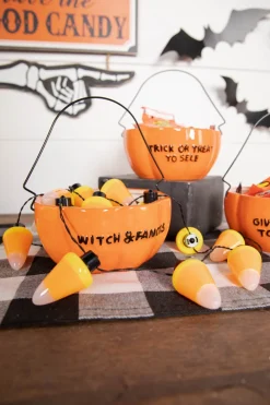 Decorator's Warehouse Dolomite Sassy Pumpkin Bowl with Handle > Halloween|Halloween