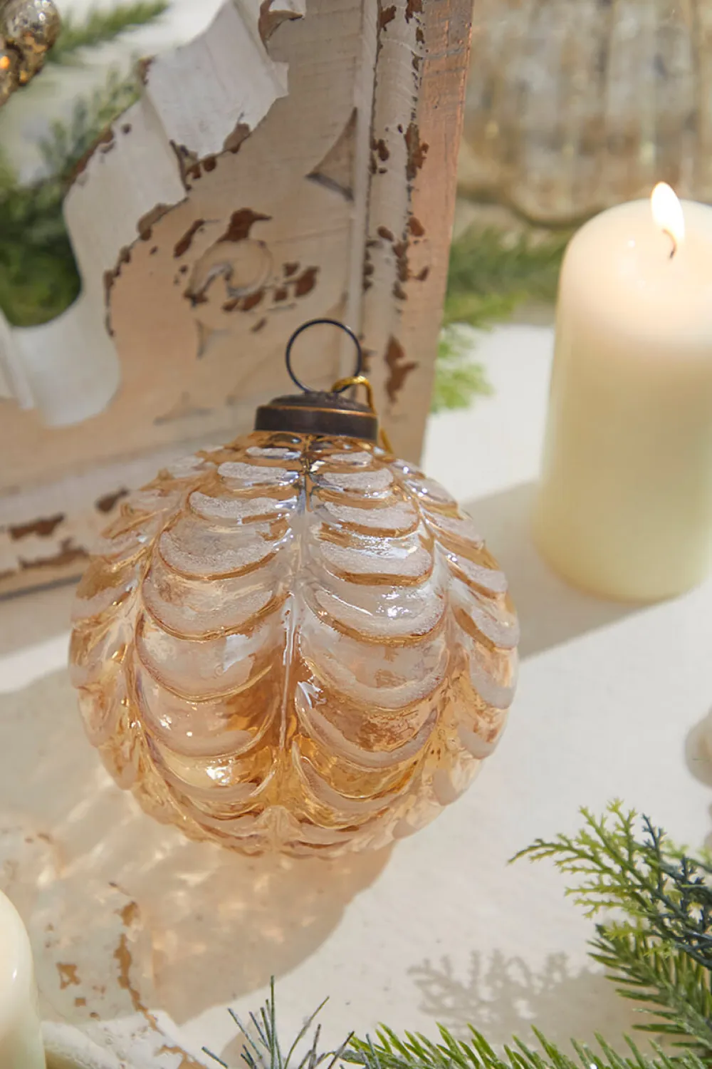 Decorator's Warehouse 4" Draped Golden Glass Ornament > Christmas Decor|Jewel Tones