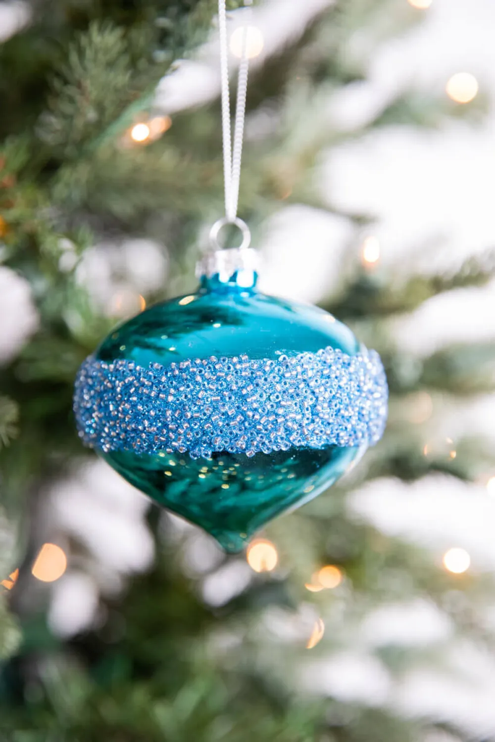 Decorator's Warehouse 3” Drop/Ball Blue Glass Ornament > Christmas Decor|Christmas Ornaments