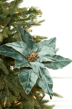 Decorator's Warehouse 22" Dusty Green Velvet Poinsettia Stem > Christmas Decor|Christmas Flowers