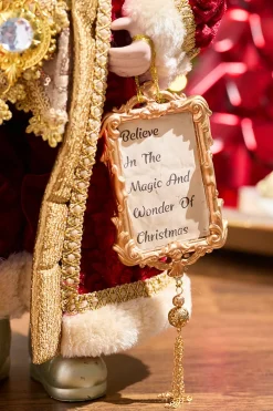 Decorator's Warehouse 21" Elegant Vintage Santa With Plaque > Santas & Angels|Classic Christmas