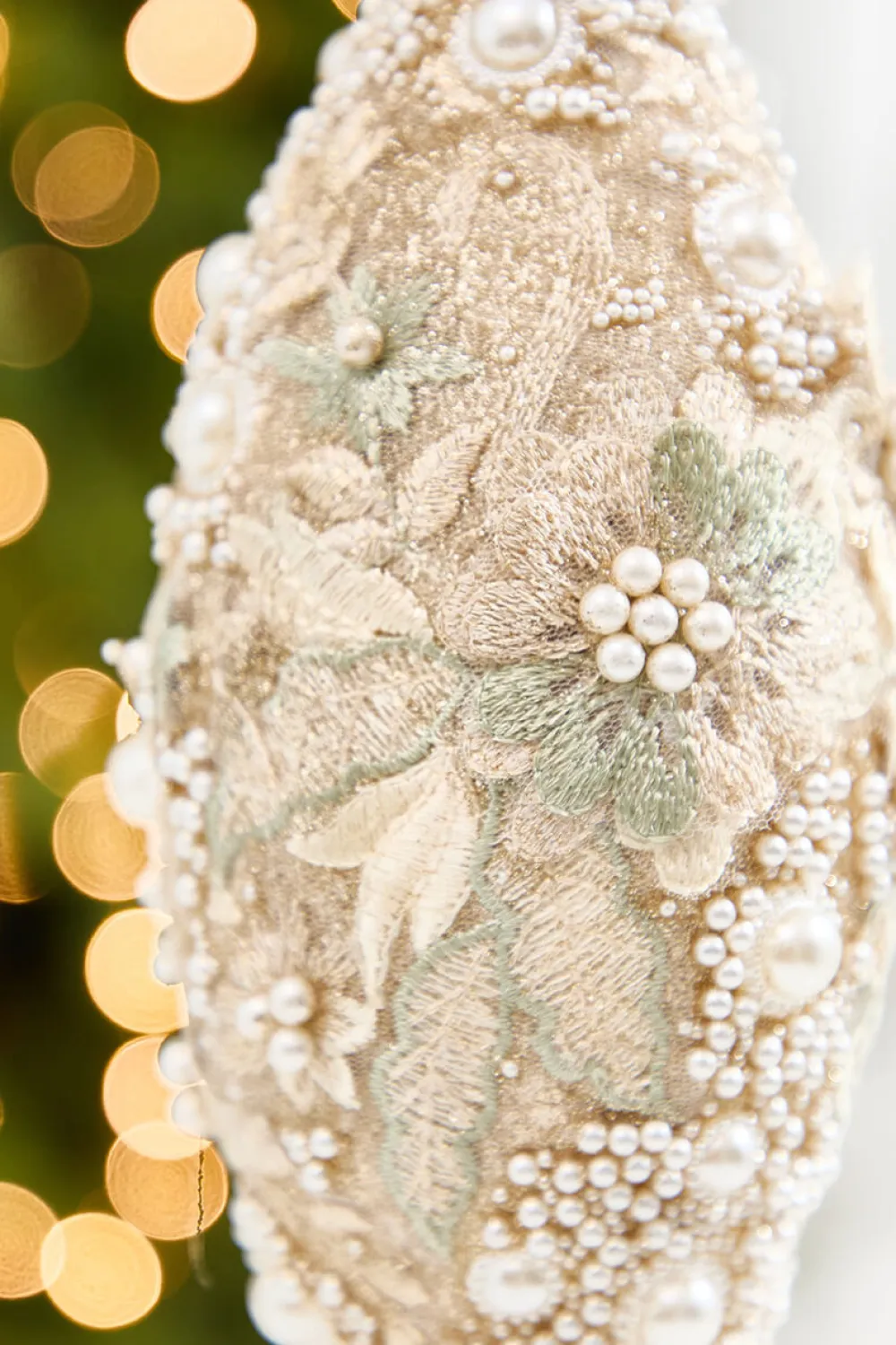 Decorator's Warehouse 10" Embellished Pearl Glitter Finial Ornament > Christmas Decor|Natural Elegance