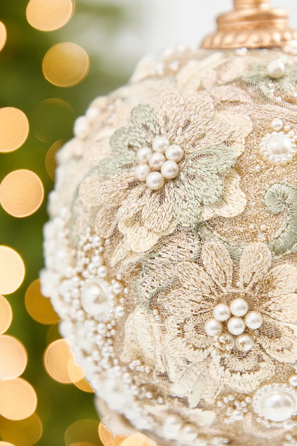 Decorator's Warehouse 5" Embellished Pearl Glitter Ornament > Christmas Decor|Natural Elegance