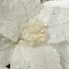 Decorator's Warehouse 26” Embossed Poinsettia with Glitter Stem > White Christmas|Christmas Decor